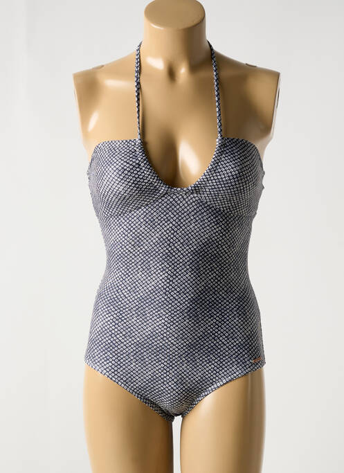 Maillot de bain 1 pièce effet matière satinée haut soutien-gorge avec mousse de rembourrage amovible gris PROTEST femme