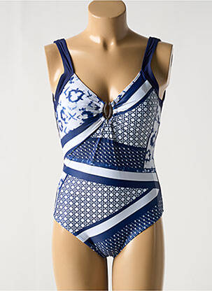 Maillot de bain 1 pièce imprimé fantaisie haut soutien-gorge moulé bleu COCO SAINT TROPEZ femme