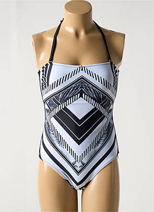 Maillot de bain 1 pièce imprimé fantaisie haut soutien-gorge avec mousse de rembourrage amovible noir COCO SAINT TROPEZ femme