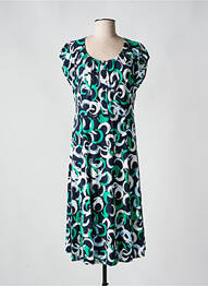 Robe mi-longue imprimé fantaisie manches courtes vert SIGNATURE femme