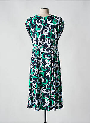 Robe mi-longue imprimé fantaisie manches courtes vert SIGNATURE femme