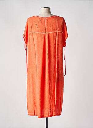 Robe mi-longue manches courtes manches courtes orange MALOKA femme