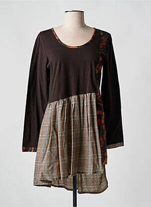 Robe courte manches longues manches longues marron RHUM RAISIN femme