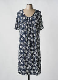 Robe mi-longue imprimé fleurs manches courtes bleu SIGNATURE femme