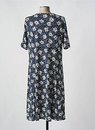 Robe mi-longue imprimé fleurs manches courtes bleu SIGNATURE femme