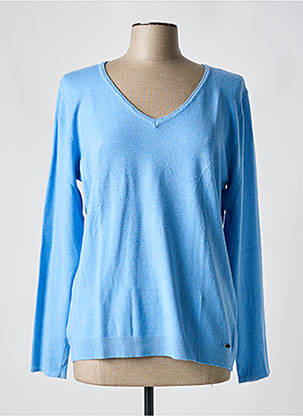 Pull coupe cintrée manches longues bleu FELINO femme
