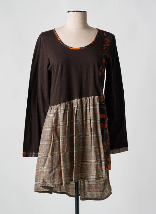Robe courte manches longues manches longues marron RHUM RAISIN femme