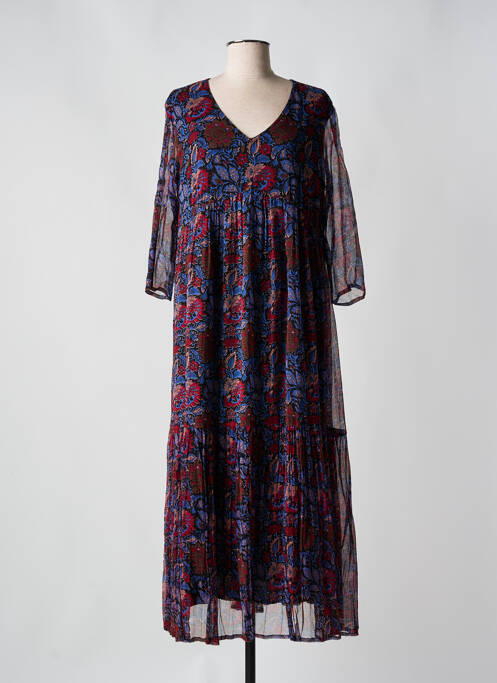 Robe longue bleu PALME pour femme