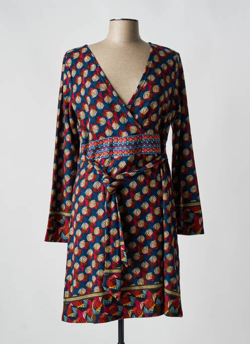 Robe mi-longue bleu PALME pour femme