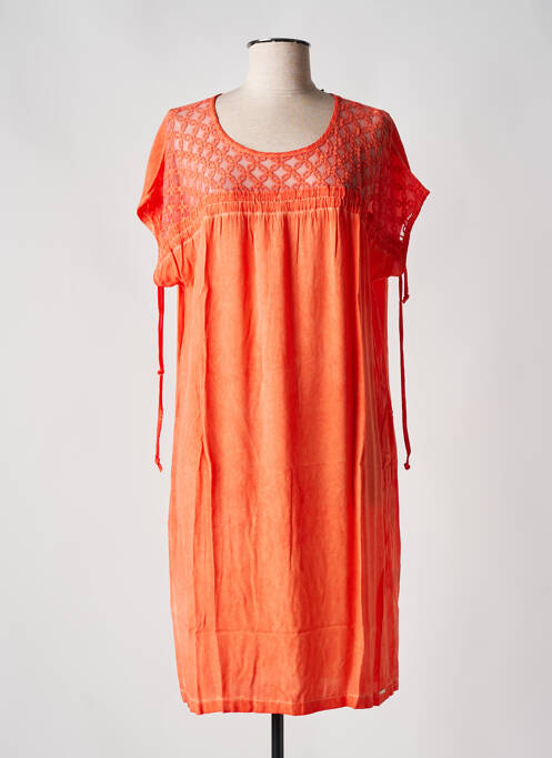 Robe mi-longue orange MALOKA pour femme