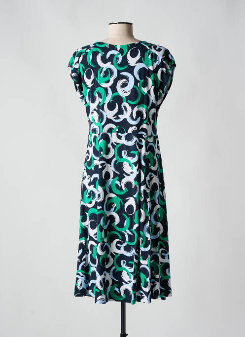 Robe mi-longue imprimé fantaisie manches courtes vert SIGNATURE femme
