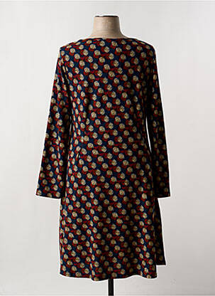 Robe mi-longue imprimé fantaisie manches longues bleu MD'M femme