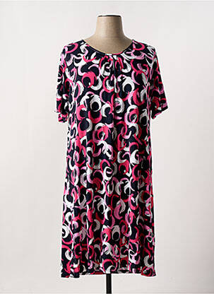 Robe mi-longue imprimé fantaisie manches courtes rose SIGNATURE femme
