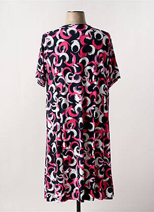 Robe mi-longue imprimé fantaisie manches courtes rose SIGNATURE femme