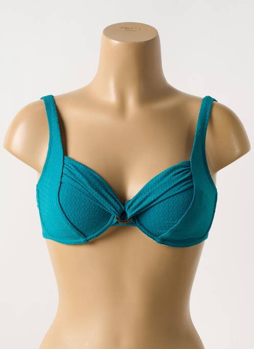 Haut de maillot de bain stretch haut soutien-gorge emboitant vert GRAIN DE SABLE femme