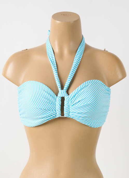 Haut de maillot de bain stretch haut bandeau bleu GRAIN DE SABLE femme