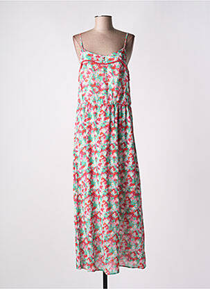 Robe longue manches bretelles ajustables fines bretelles rouge C'EST BEAU LA VIE femme