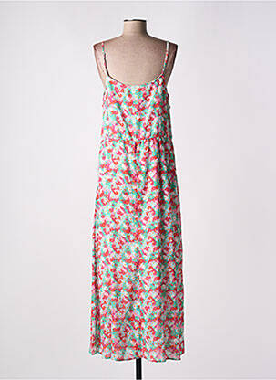 Robe longue manches bretelles ajustables fines bretelles rouge C'EST BEAU LA VIE femme