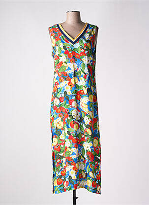 Robe longue imprimé fantaisie sans manche bleu MALOKA femme