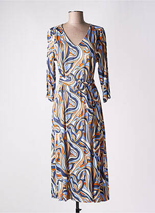 Robe longue imprimé fantaisie manches 3/4 bleu LOLA ESPELETA femme