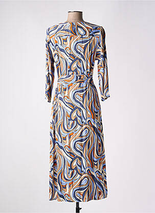 Robe longue imprimé fantaisie manches 3/4 bleu LOLA ESPELETA femme