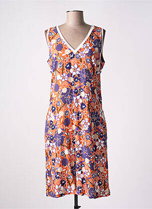 Robe mi-longue imprimé fleurs sans manche orange MERI & ESCA femme