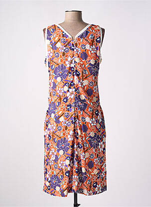 Robe mi-longue imprimé fleurs sans manche orange MERI & ESCA femme