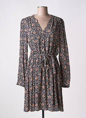 Robe mi-longue imprimé fantaisie manches longues marron C'EST BEAU LA VIE femme