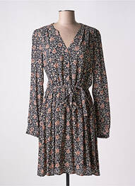 Robe mi-longue imprimé fantaisie manches longues marron C'EST BEAU LA VIE femme