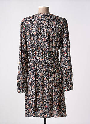Robe mi-longue imprimé fantaisie manches longues marron C'EST BEAU LA VIE femme