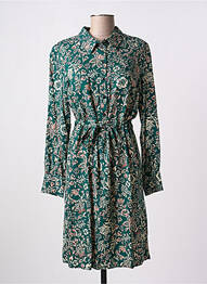 Robe mi-longue imprimé fantaisie manches longues vert C'EST BEAU LA VIE femme