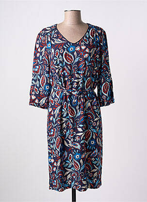 Robe mi-longue manches 3/4 manches 3/4 bleu GRIFFON femme