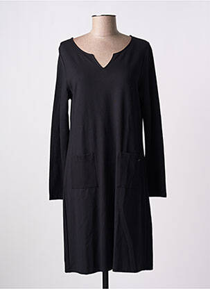 Robe mi-longue manches longues manches longues noir MALOKA femme