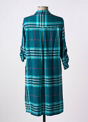 Robe mi-longue tissage crêpe manches longues vert CECIL femme
