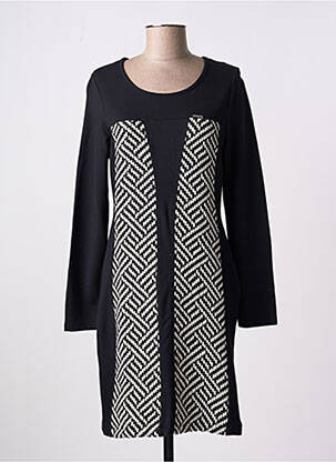 Robe mi-longue manches longues manches longues noir MALOKA femme