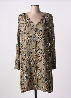 Robe mi-longue imprimé fantaisie manches longues vert LOLA ESPELETA femme