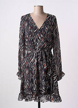 Robe mi-longue imprimé fantaisie manches longues noir DEELUXE femme