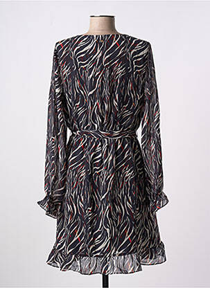 Robe mi-longue imprimé fantaisie manches longues noir DEELUXE femme