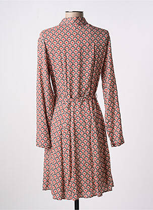 Robe mi-longue imprimé fleurs manches longues marron C'EST BEAU LA VIE femme