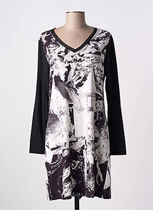 Robe courte manches longues manches longues noir MALOKA femme