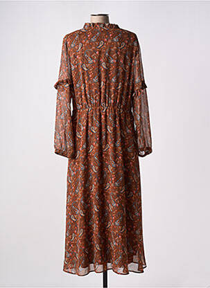 Robe longue manches longues manches longues marron C'EST BEAU LA VIE femme