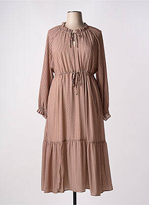 Robe longue manches longues manches longues marron C'EST BEAU LA VIE femme