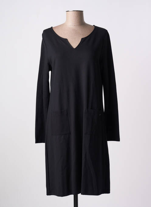 Robe mi-longue manches longues manches longues noir MALOKA femme