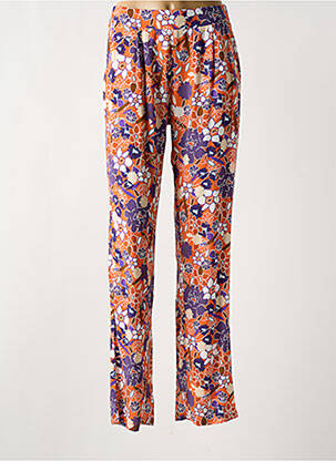 Pantalon droit tissage popeline taille haute orange MERCI BONSOIR femme