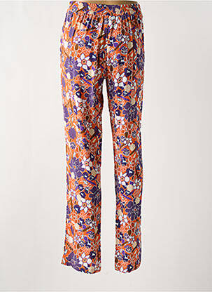 Pantalon droit tissage popeline taille haute orange MERCI BONSOIR femme