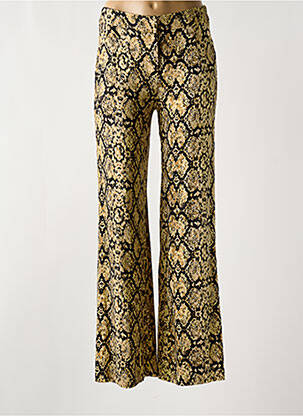 Pantalon flare fermeture zippée sous rabat avec crochet taille normale beige LOLA ESPELETA femme