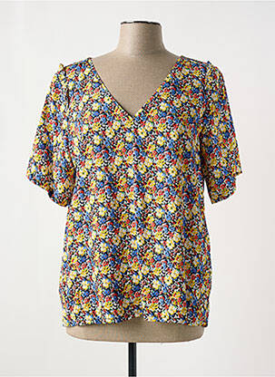 Blouse imprimé fleurs manches courtes bleu DEELUXE femme