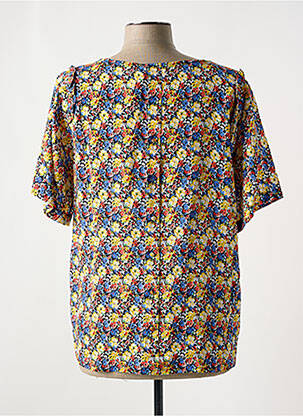 Blouse imprimé fleurs manches courtes bleu DEELUXE femme