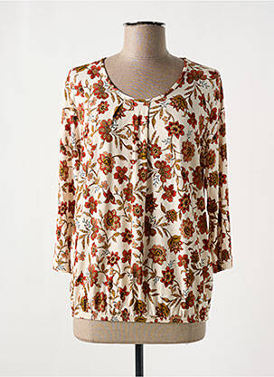 Top col rond manches 3/4 beige GRIFFON femme