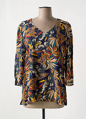 Top coupe fluide manches 3/4 marron GRIFFON femme